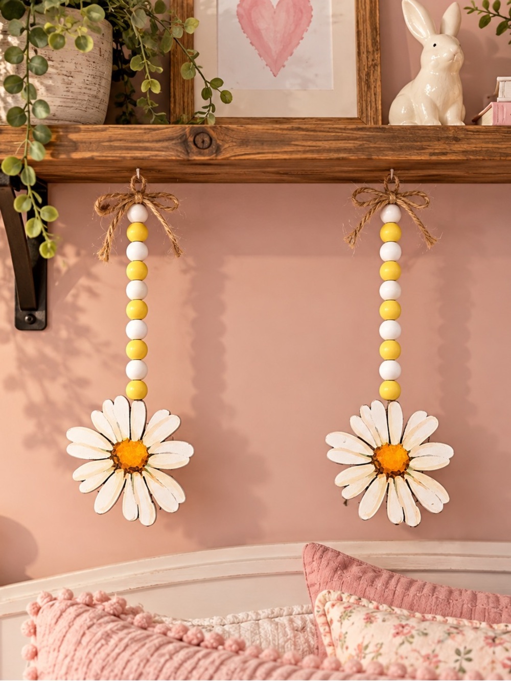 Hobby Lobby Daisy Bead Hanging Decor - White & Yellow